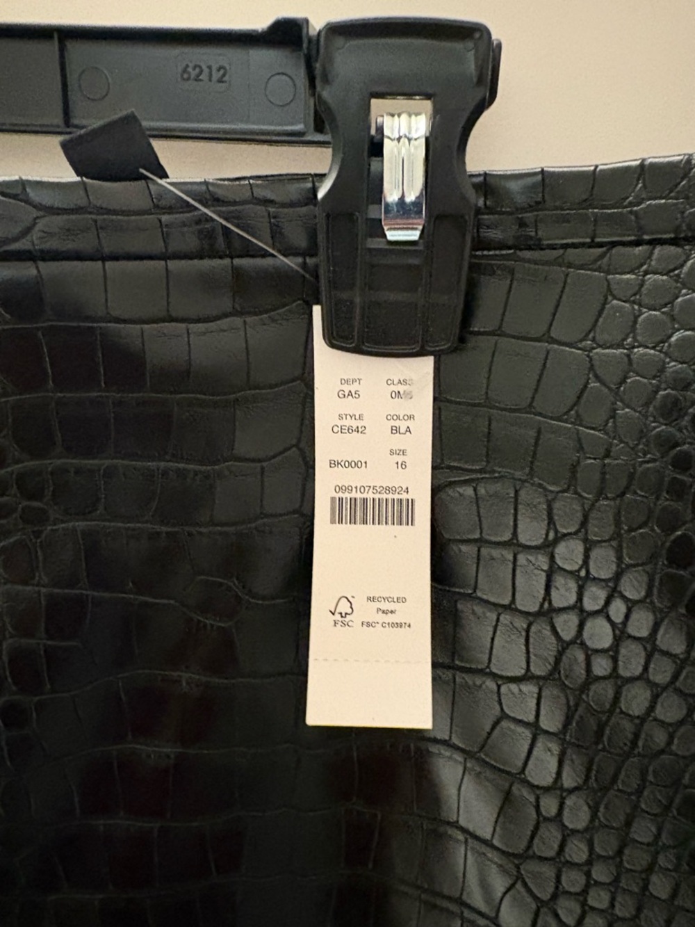 J. Crew Pencil Skirt in Croc-Embossed Faux Leather. Size 16. New with tags. - Picture 2 of 3